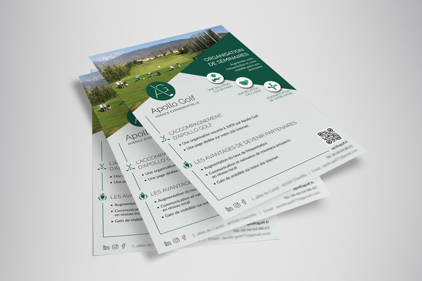 Flyer agence événementielle Apollo Golf